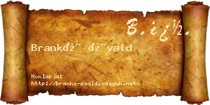 Brankó Évald névjegykártya